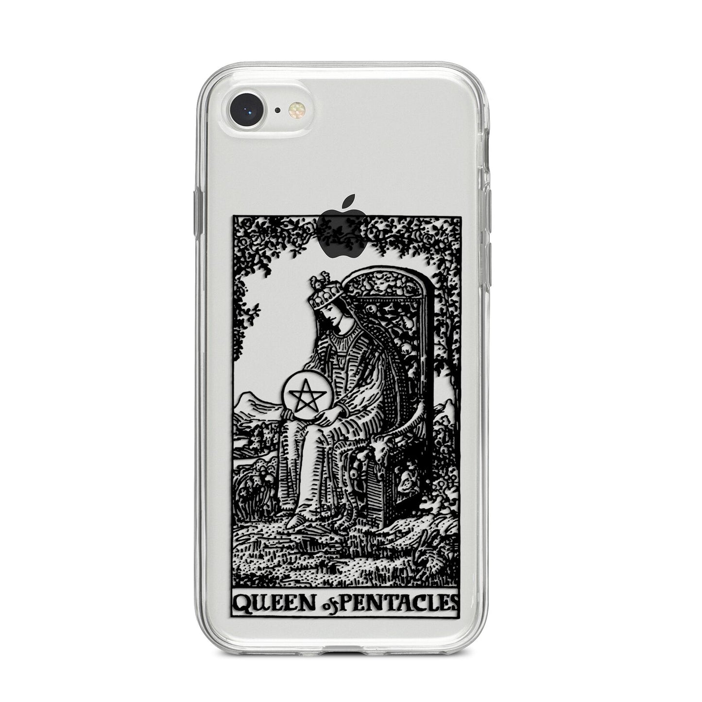 Queen of Pentacles Monochrome iPhone 8 Bumper Case on Silver iPhone