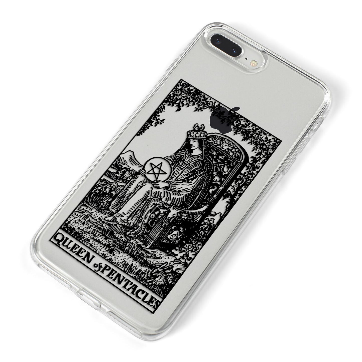 Queen of Pentacles Monochrome iPhone 8 Plus Bumper Case on Silver iPhone Alternative Image