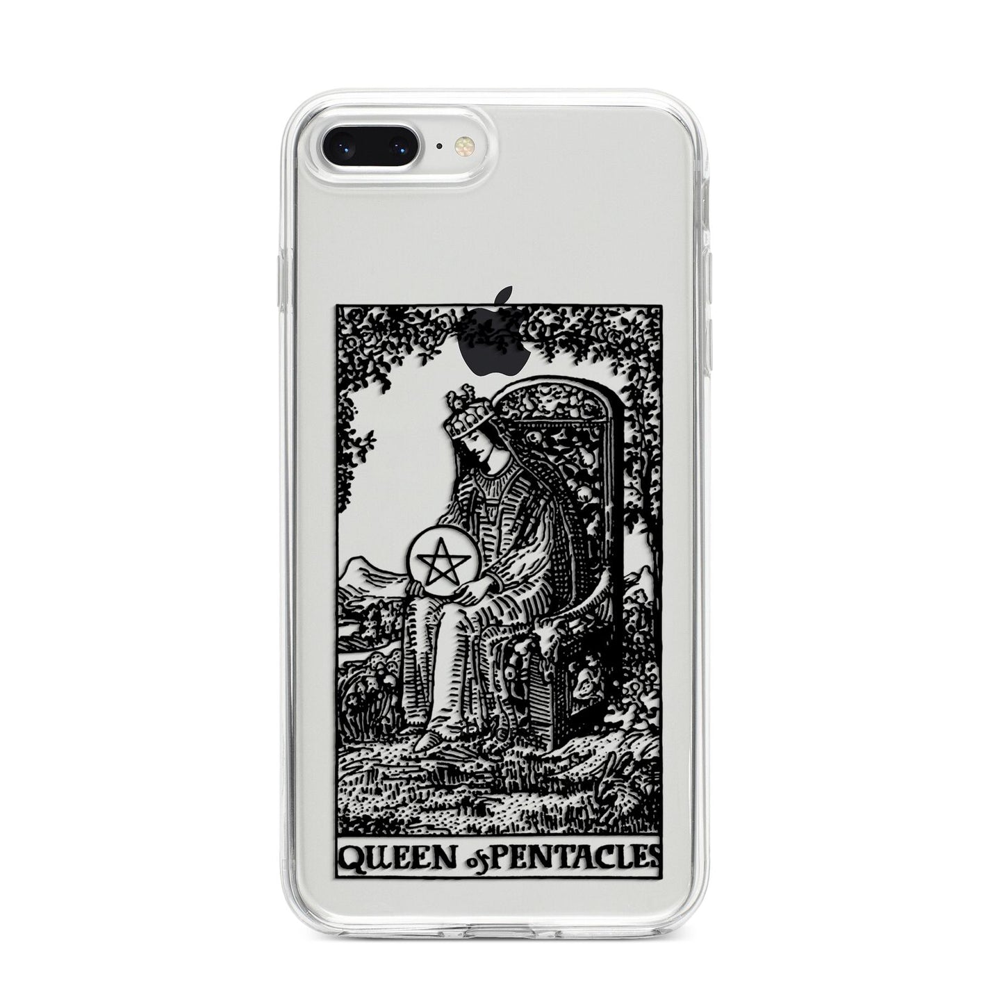 Queen of Pentacles Monochrome iPhone 8 Plus Bumper Case on Silver iPhone