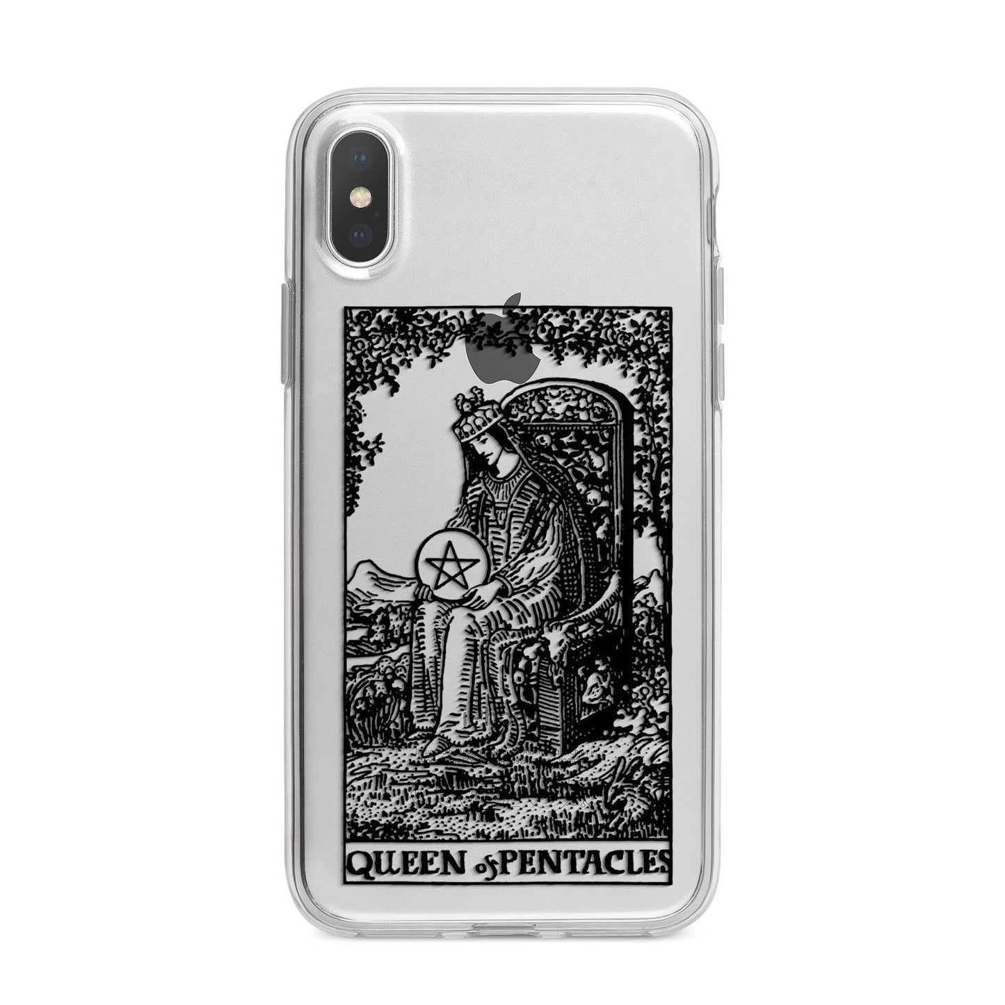 Queen of Pentacles Monochrome iPhone X Bumper Case on Silver iPhone Alternative Image 1