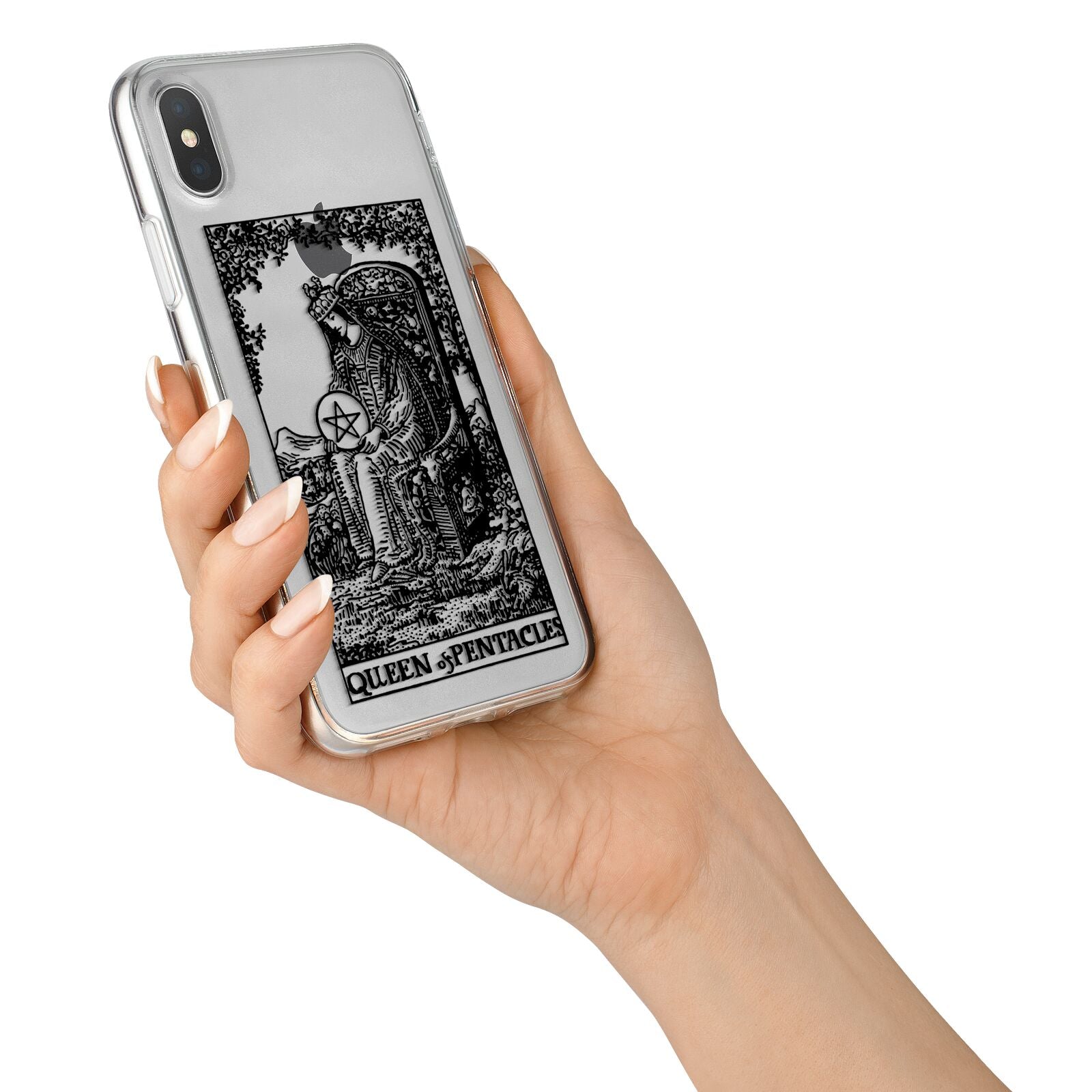 Queen of Pentacles Monochrome iPhone X Bumper Case on Silver iPhone Alternative Image 2