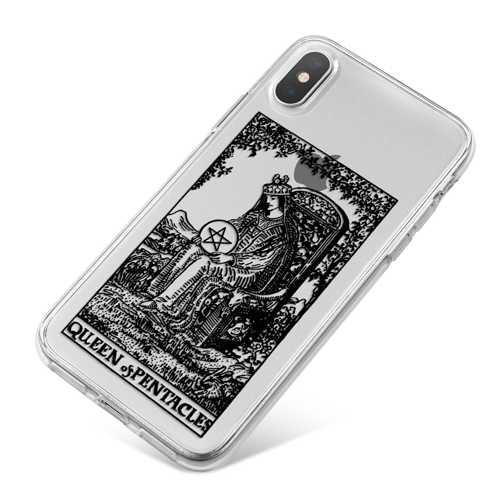 Queen of Pentacles Monochrome iPhone X Bumper Case on Silver iPhone