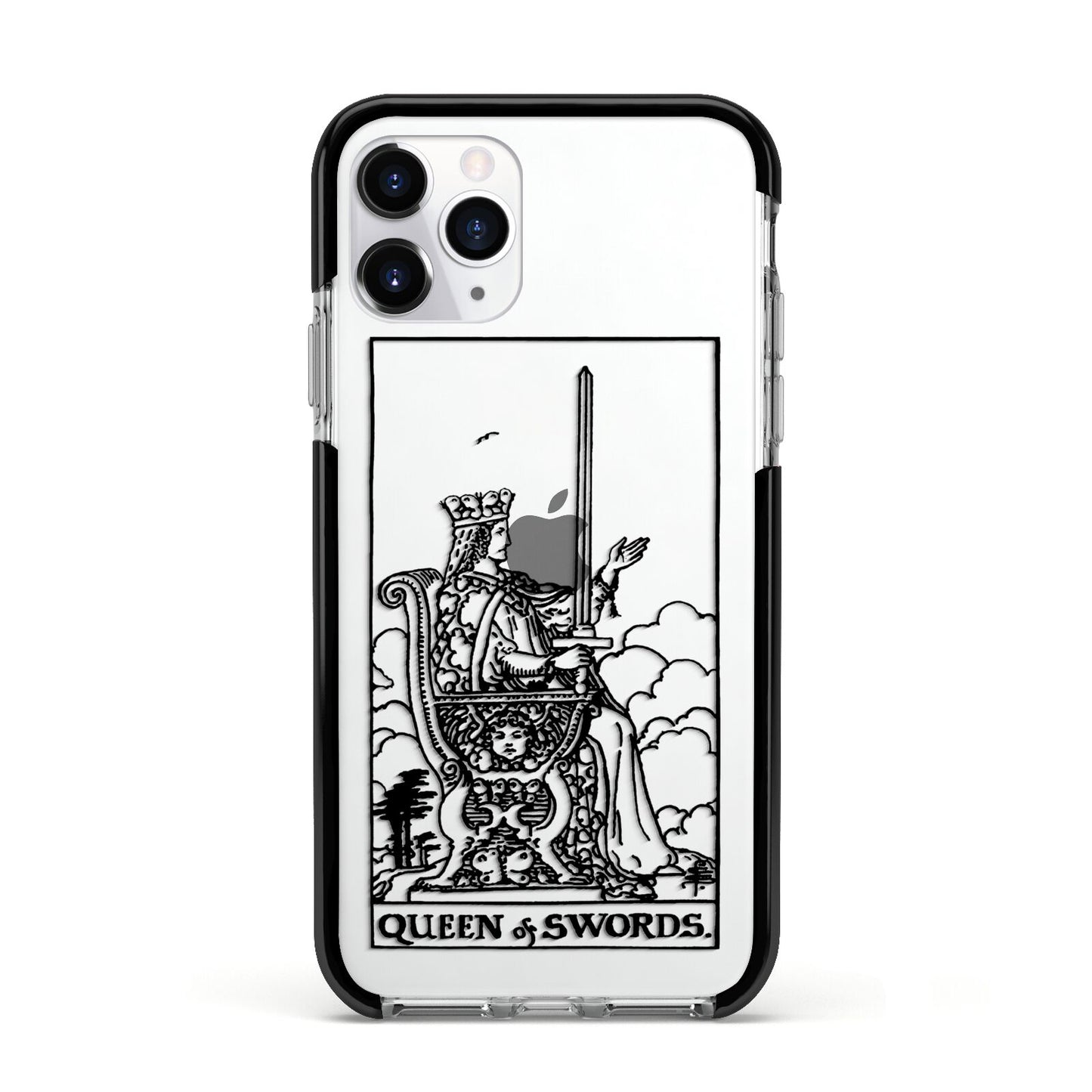 Queen of Swords Monochrome Apple iPhone 11 Pro in Silver with Black Impact Case
