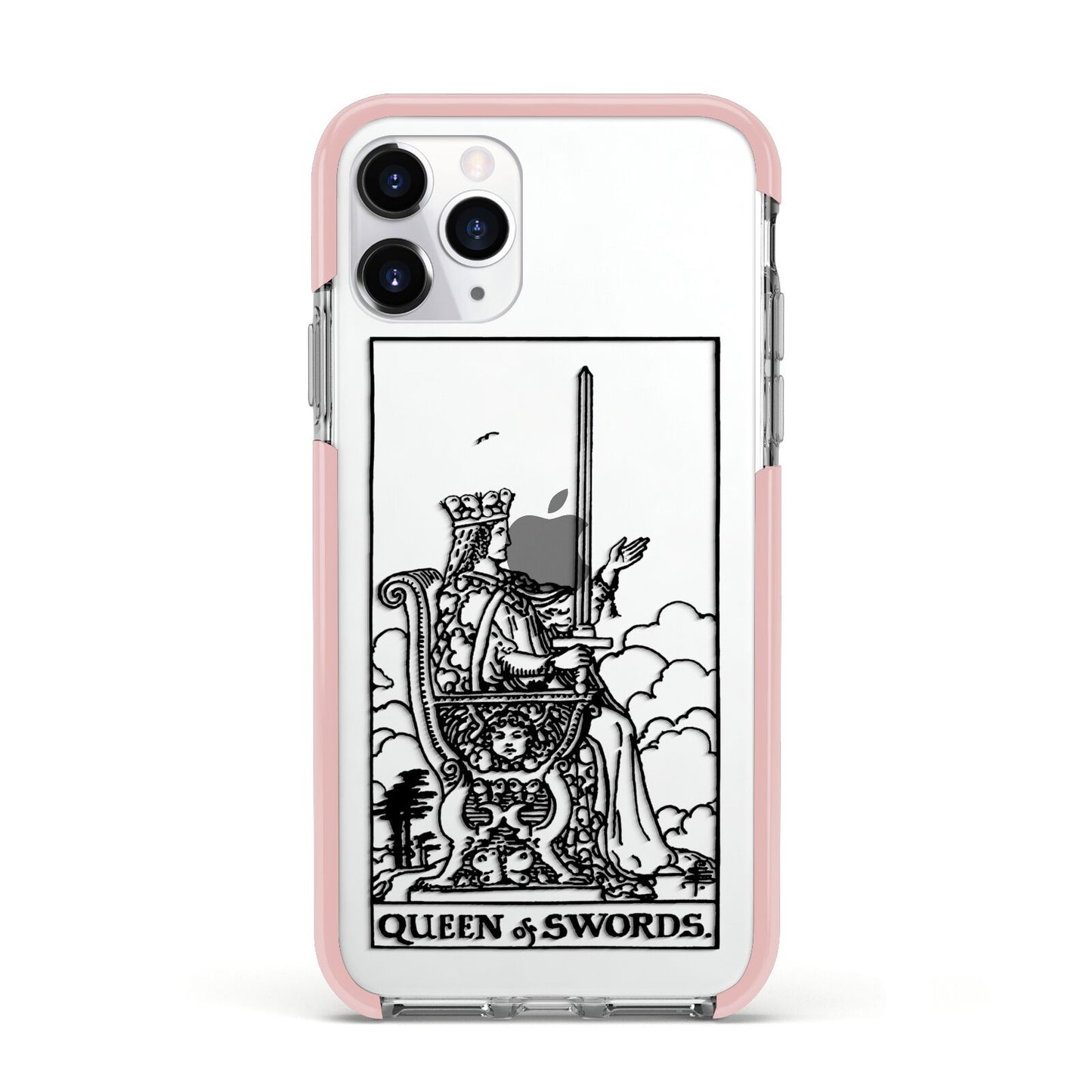 Queen of Swords Monochrome Apple iPhone 11 Pro in Silver with Pink Impact Case