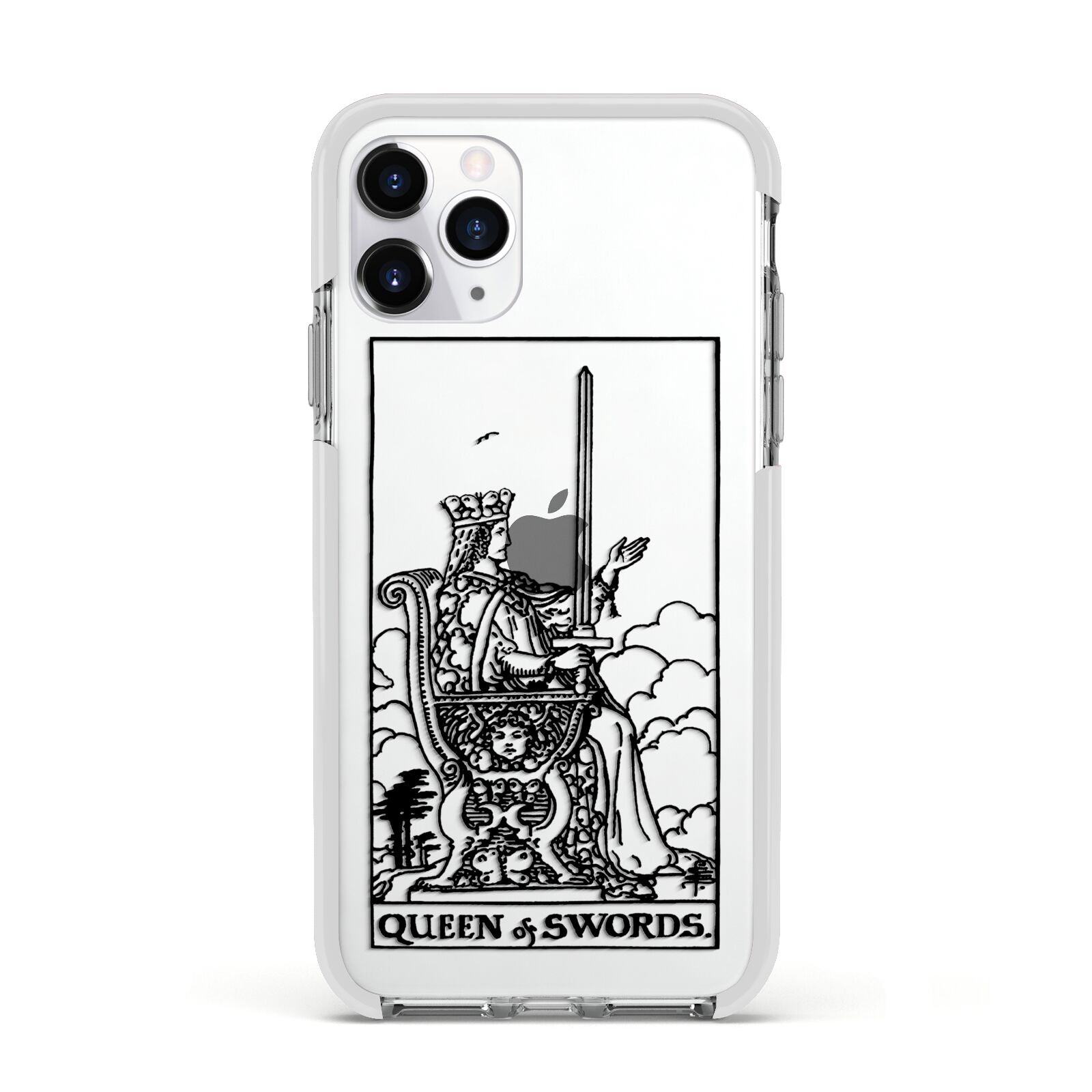 Queen of Swords Monochrome Apple iPhone 11 Pro in Silver with White Impact Case