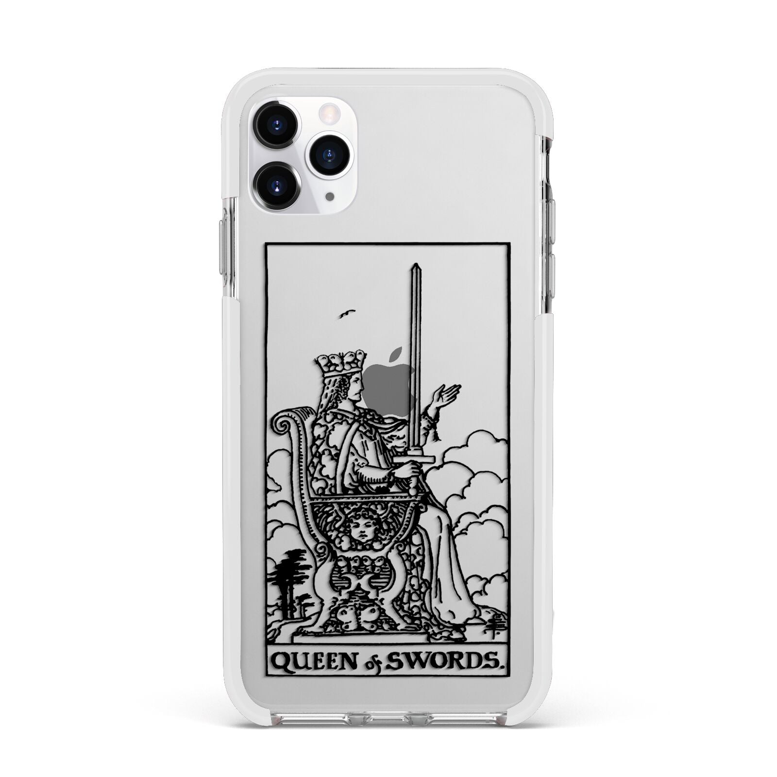 Queen of Swords Monochrome Apple iPhone 11 Pro Max in Silver with White Impact Case