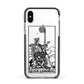 Queen of Swords Monochrome Apple iPhone Xs Impact Case Black Edge on Silver Phone