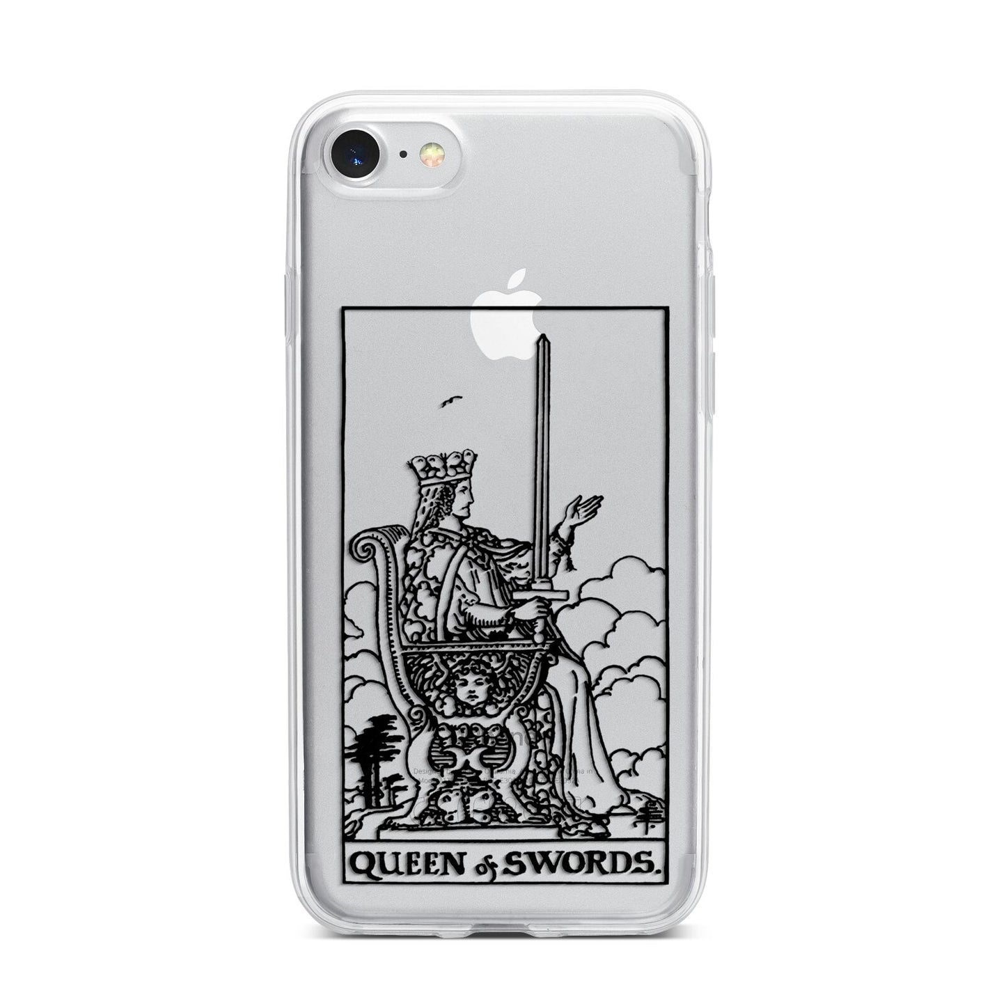 Queen of Swords Monochrome iPhone 7 Bumper Case on Silver iPhone