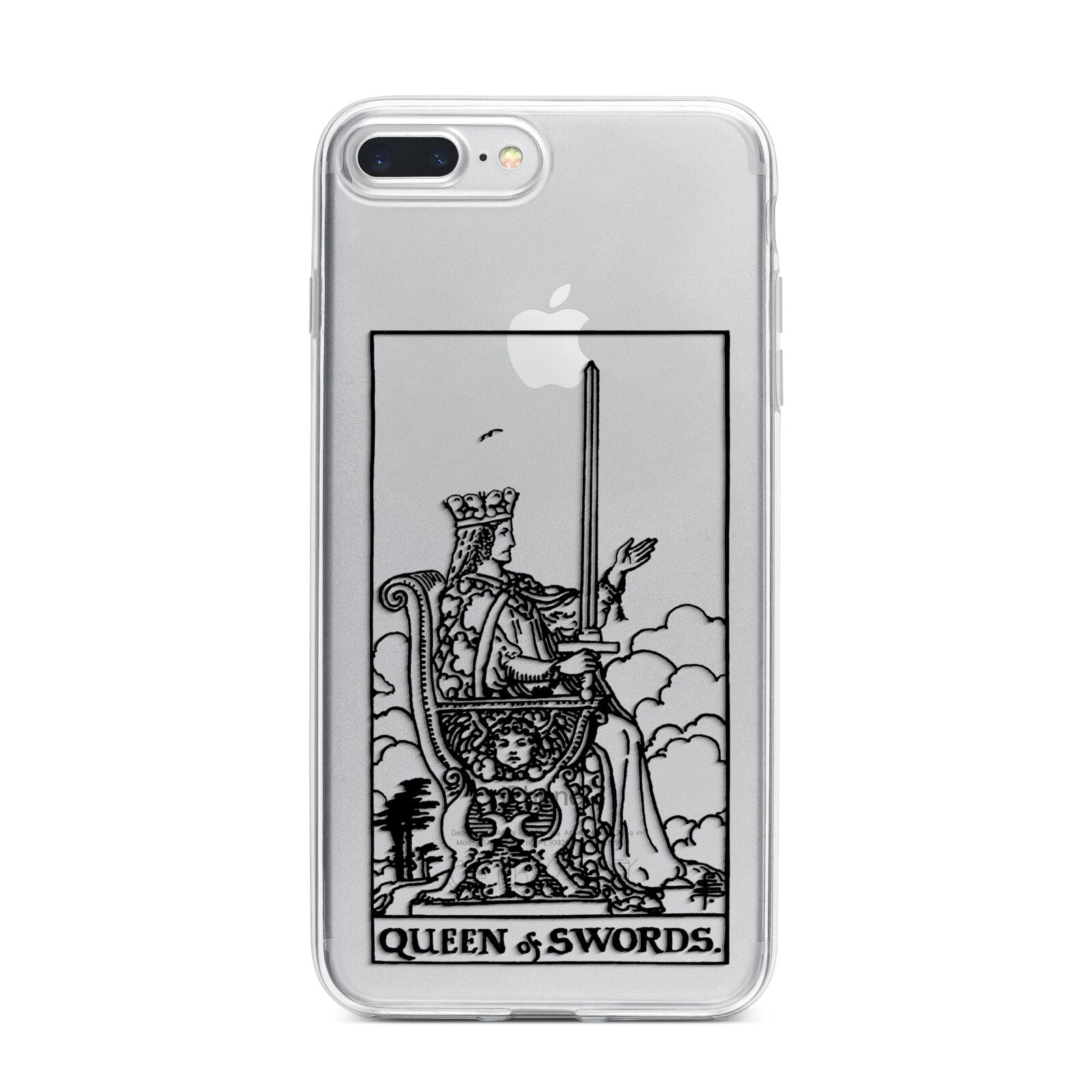 Queen of Swords Monochrome iPhone 7 Plus Bumper Case on Silver iPhone