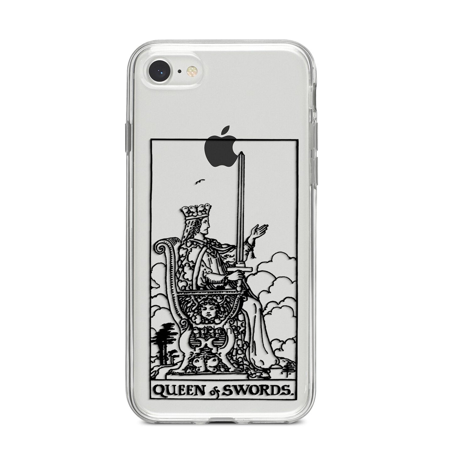 Queen of Swords Monochrome iPhone 8 Bumper Case on Silver iPhone