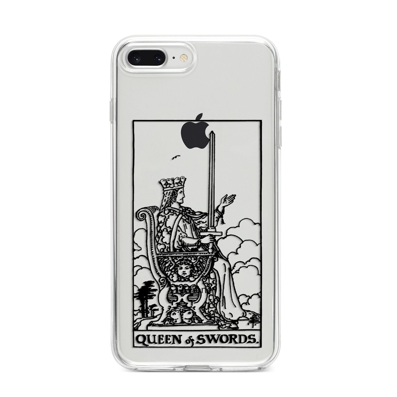 Queen of Swords Monochrome iPhone 8 Plus Bumper Case on Silver iPhone
