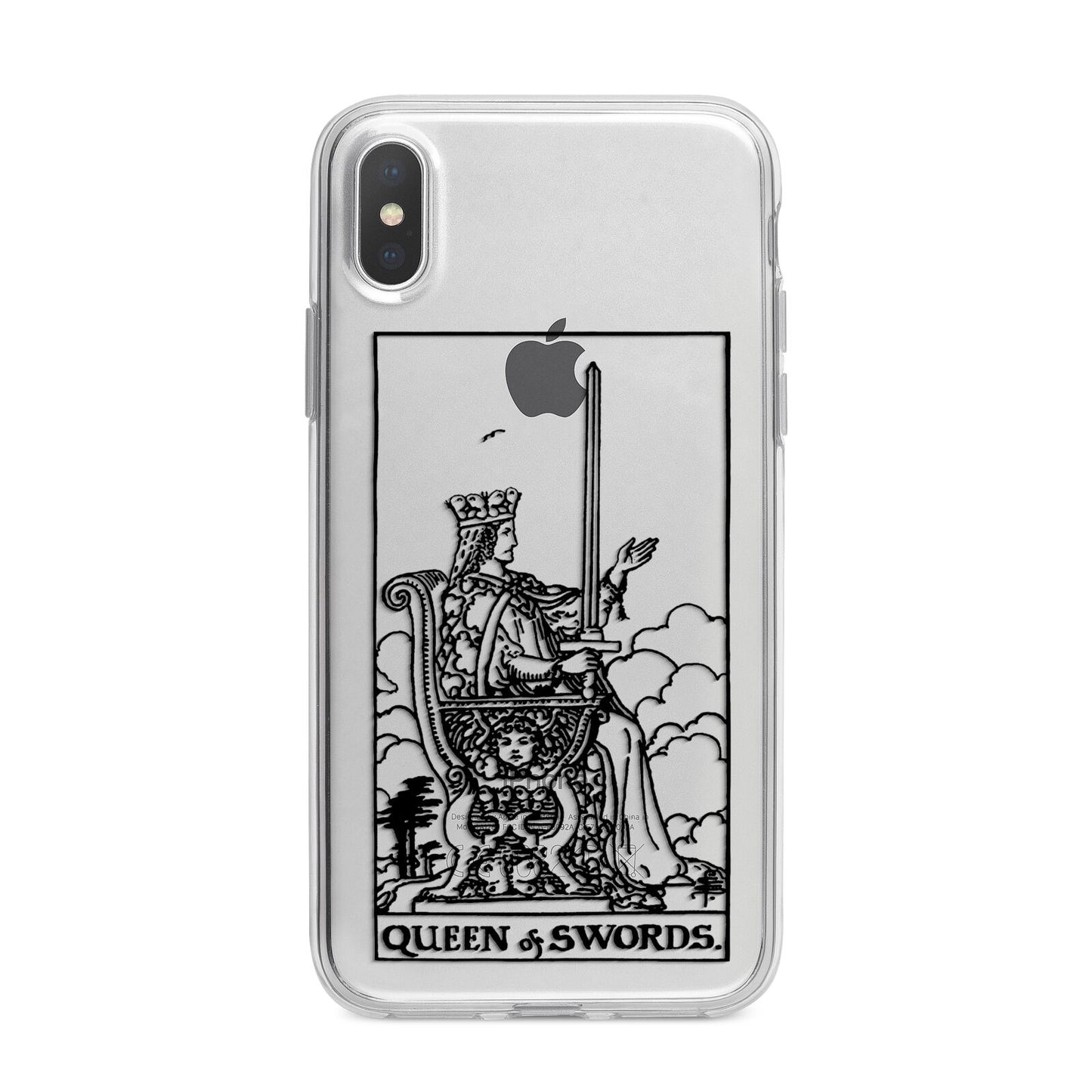 Queen of Swords Monochrome iPhone X Bumper Case on Silver iPhone Alternative Image 1