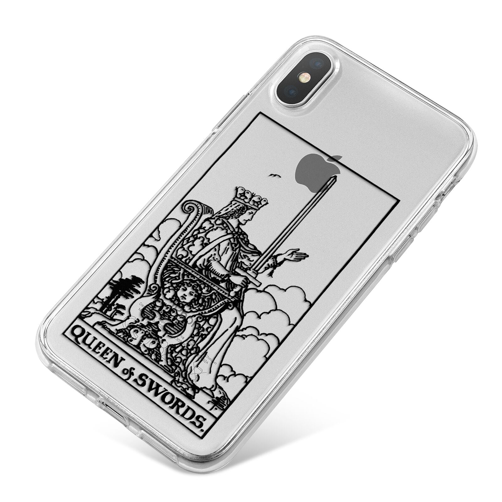 Queen of Swords Monochrome iPhone X Bumper Case on Silver iPhone