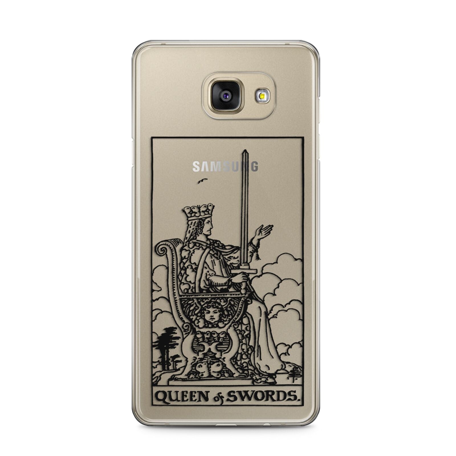 Queen of Swords Monochrome Samsung Galaxy A5 2016 Case on gold phone