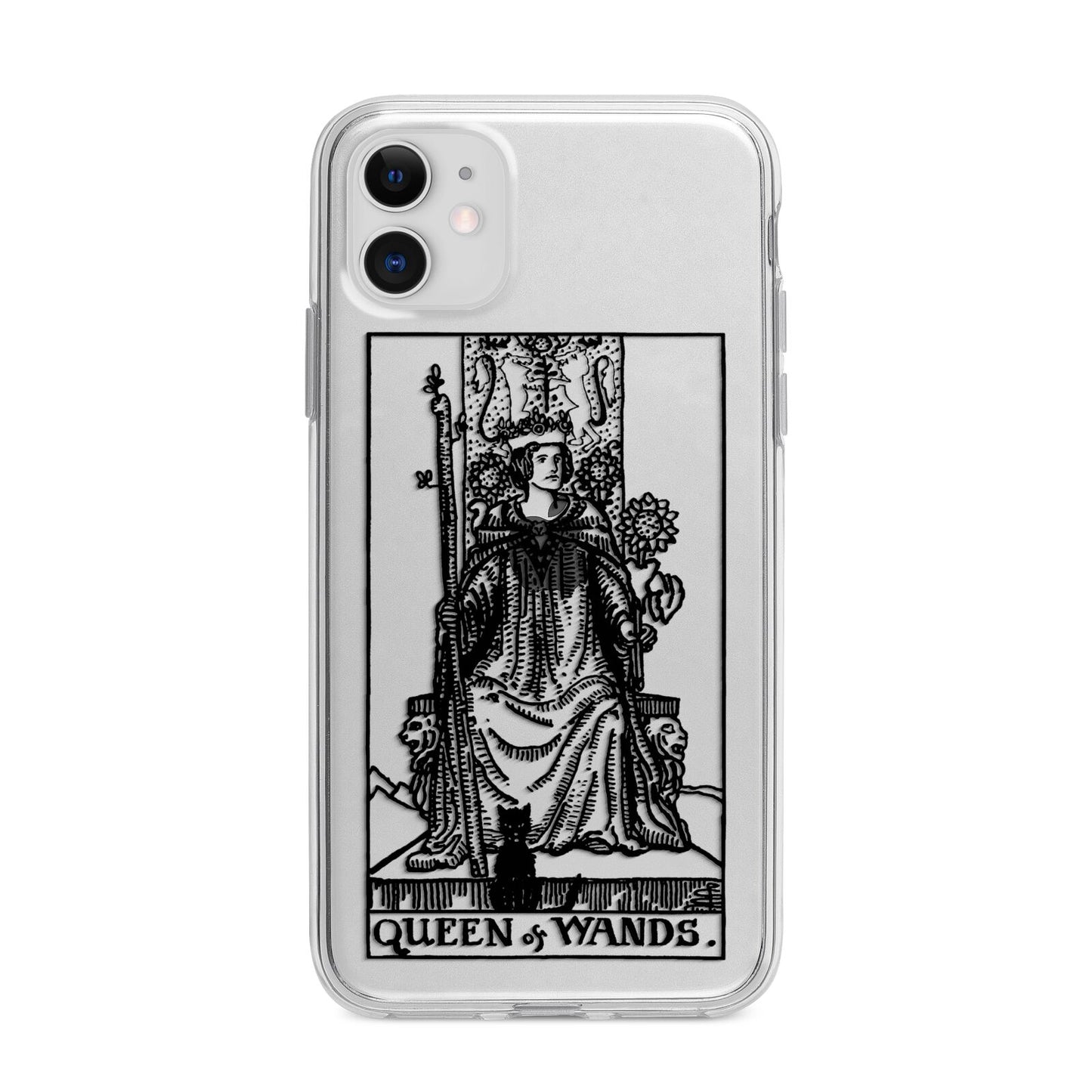 Queen of Wands Monochrome Apple iPhone 11 in White with Bumper Case