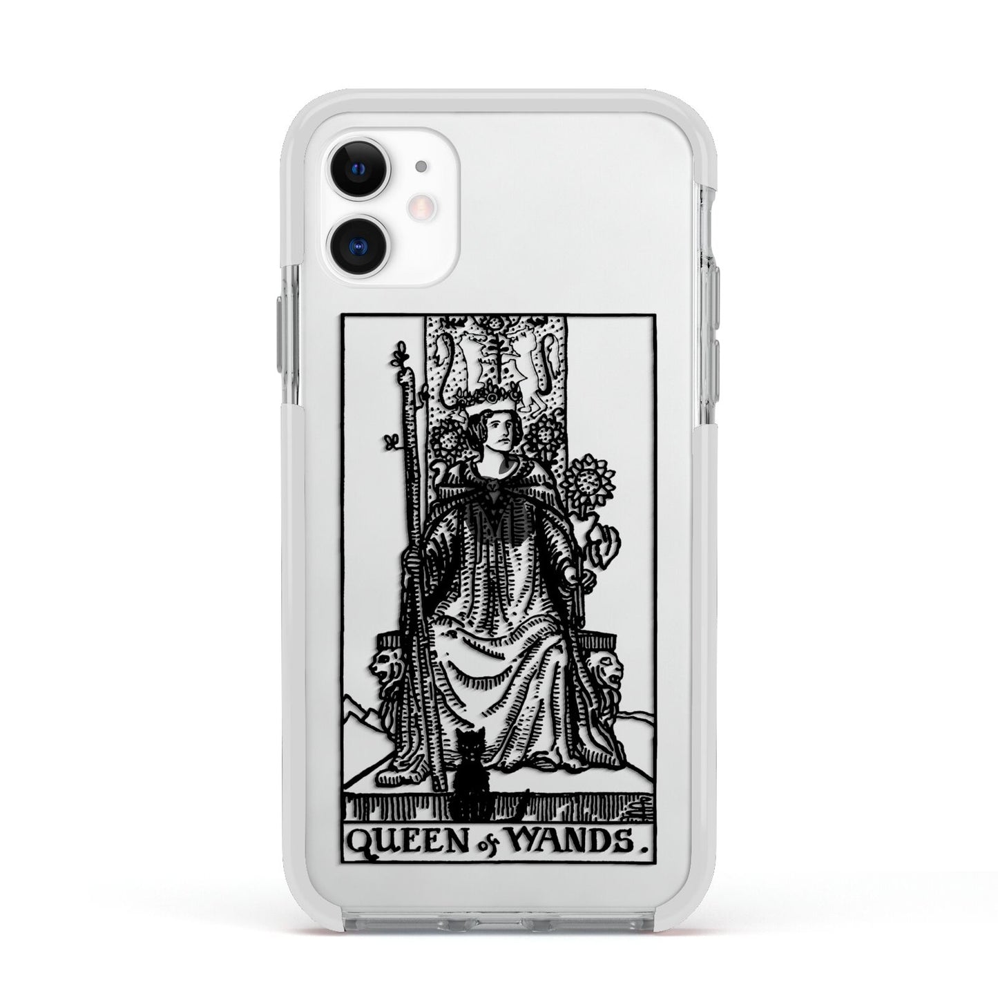 Queen of Wands Monochrome Apple iPhone 11 in White with White Impact Case