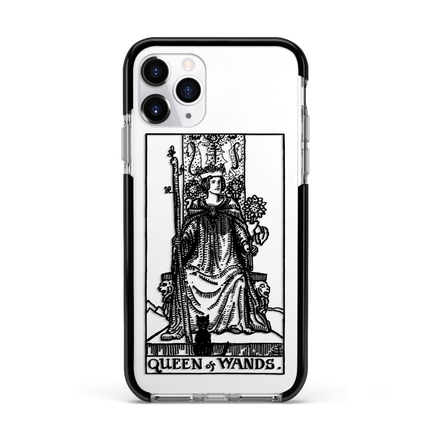 Queen of Wands Monochrome Apple iPhone 11 Pro in Silver with Black Impact Case
