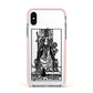Queen of Wands Monochrome Apple iPhone Xs Impact Case Pink Edge on Silver Phone
