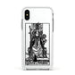 Queen of Wands Monochrome Apple iPhone Xs Impact Case White Edge on Silver Phone