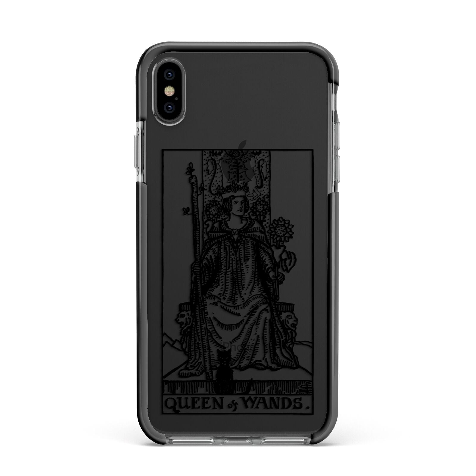 Queen of Wands Monochrome Apple iPhone Xs Max Impact Case Black Edge on Black Phone