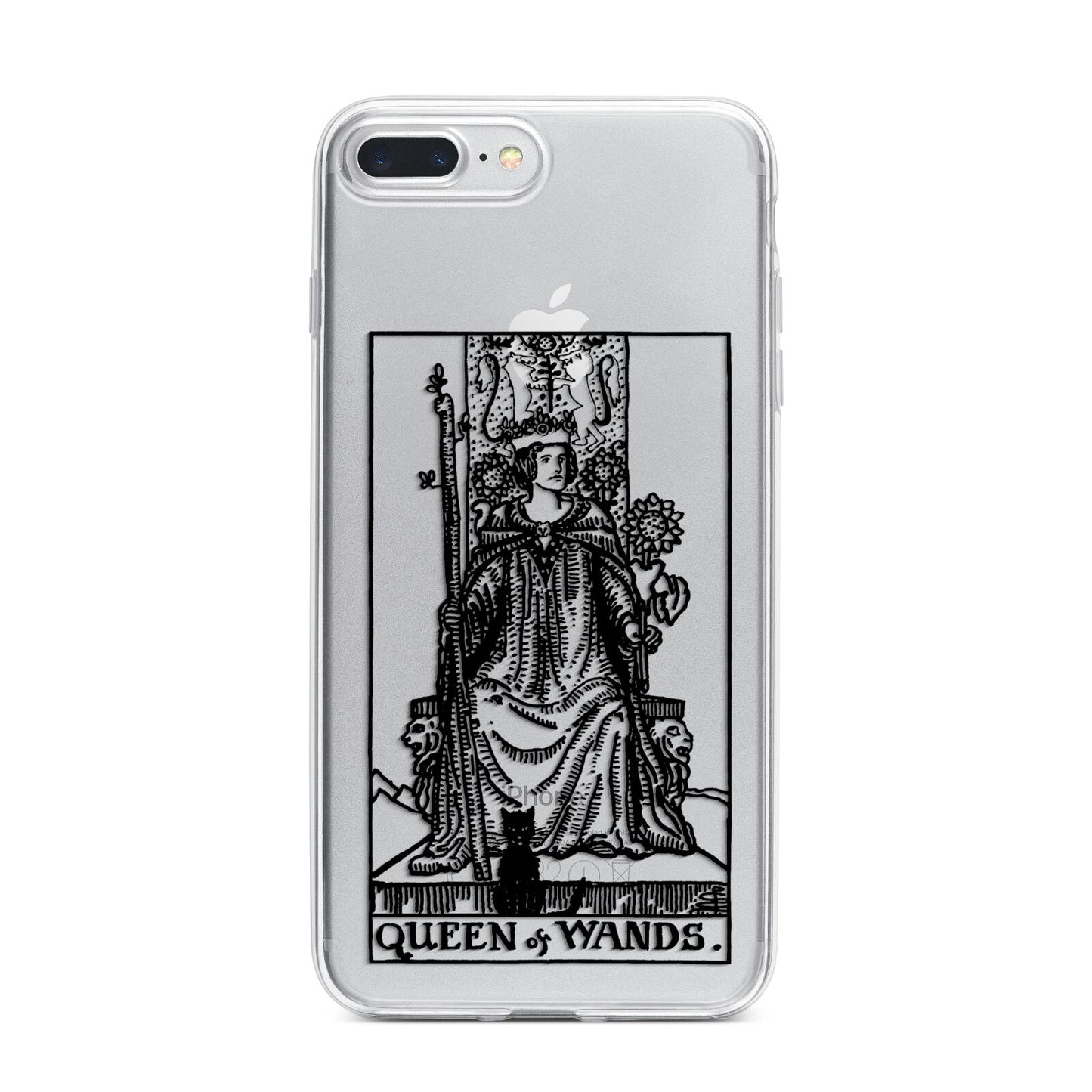 Queen of Wands Monochrome iPhone 7 Plus Bumper Case on Silver iPhone