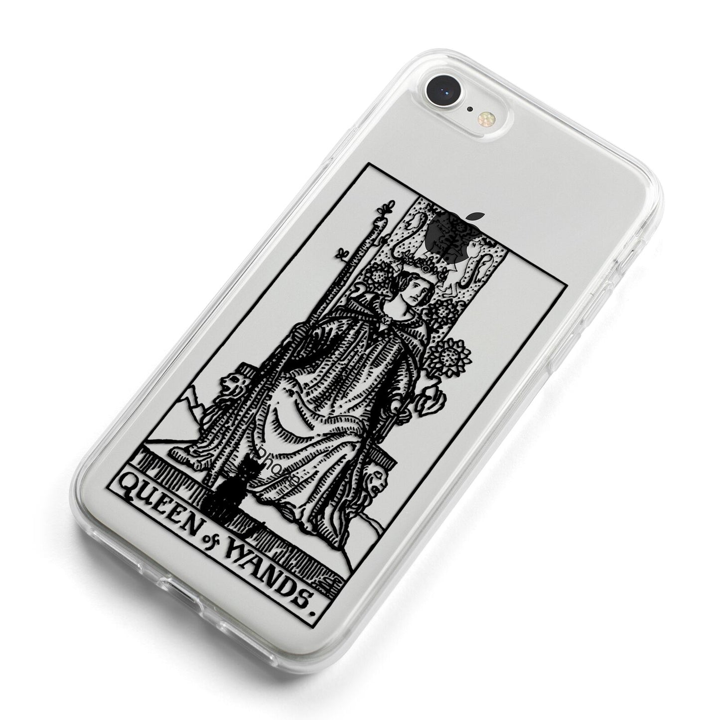 Queen of Wands Monochrome iPhone 8 Bumper Case on Silver iPhone Alternative Image