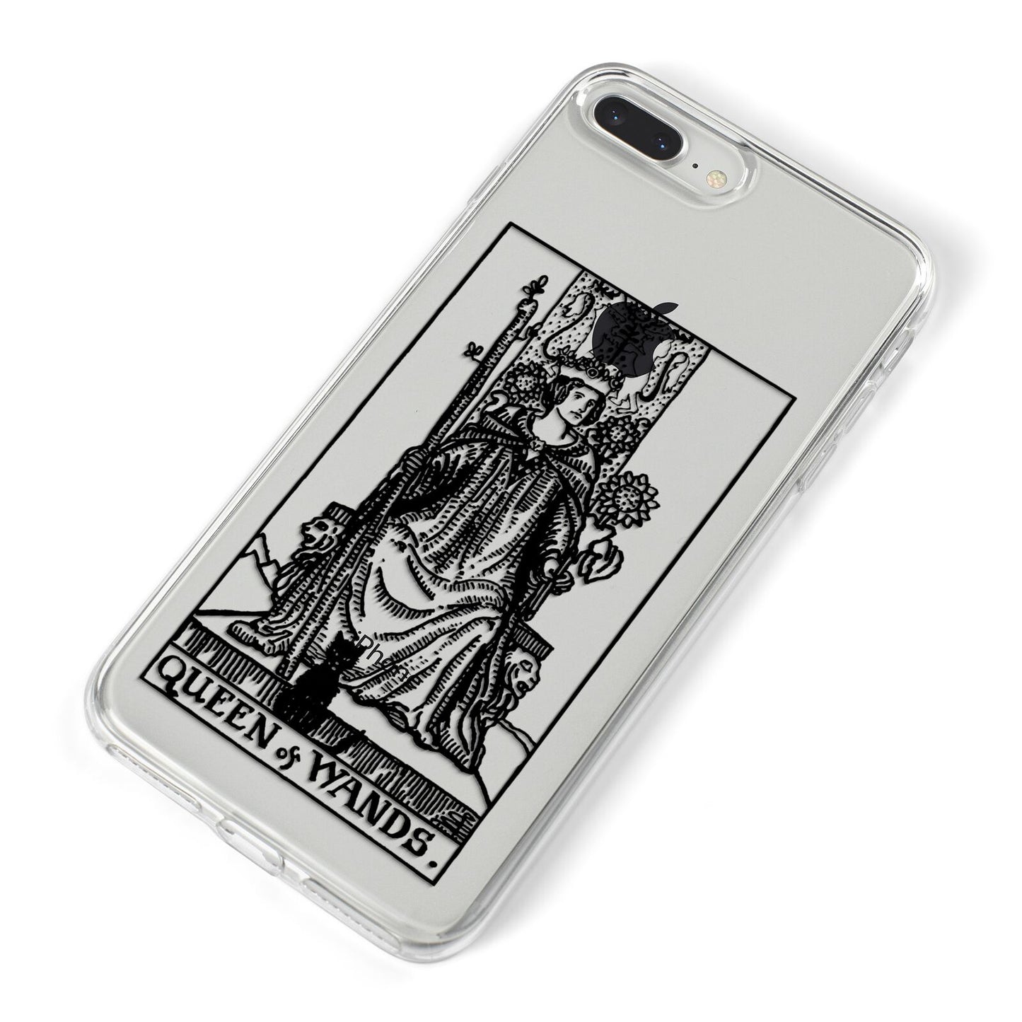 Queen of Wands Monochrome iPhone 8 Plus Bumper Case on Silver iPhone Alternative Image
