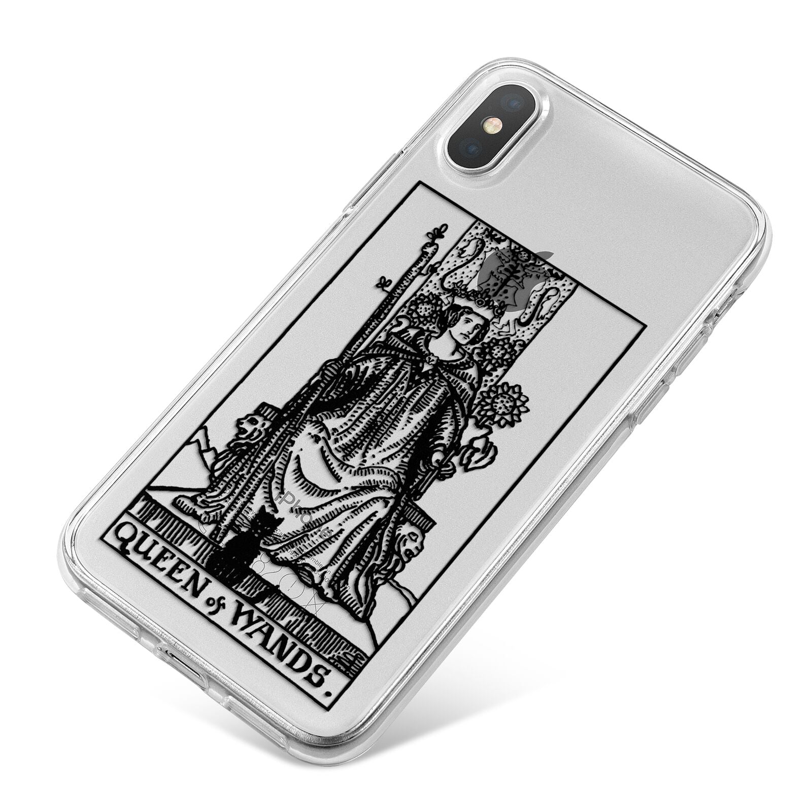 Queen of Wands Monochrome iPhone X Bumper Case on Silver iPhone
