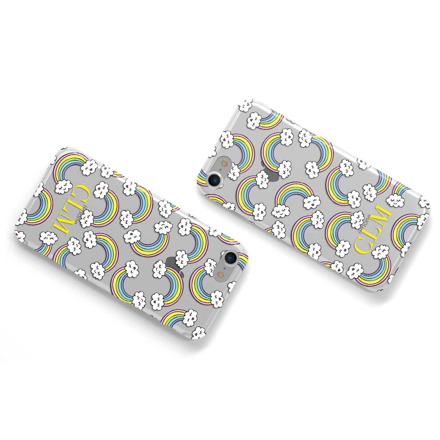 Rainbow Initials Personalised Apple iPhone Case Flat Overview