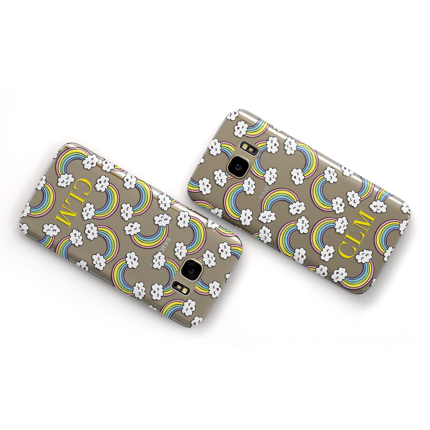Rainbow Initials Personalised Samsung Galaxy Case Flat Overview