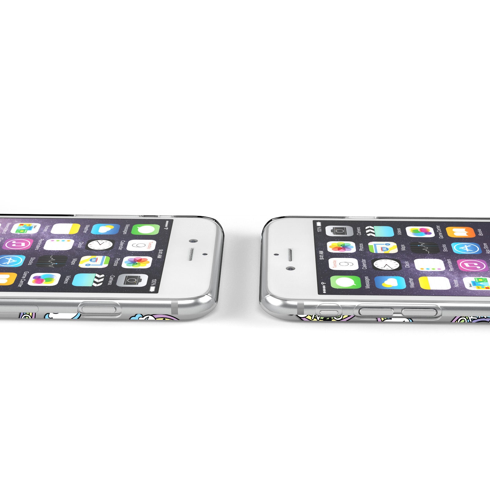 Rainbow Unicorn Personalised Initials Apple iPhone Case Ports Cutout