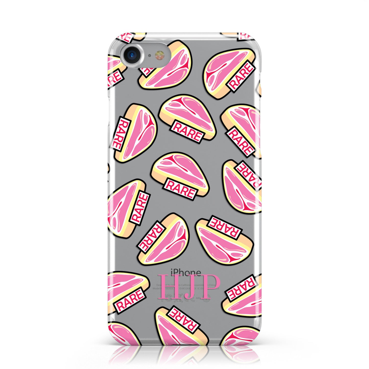 Personalised Rare Meat Initials Clear Apple iPhone Case