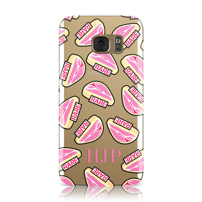Personalised Rare Meat Initials Clear Samsung Galaxy Case