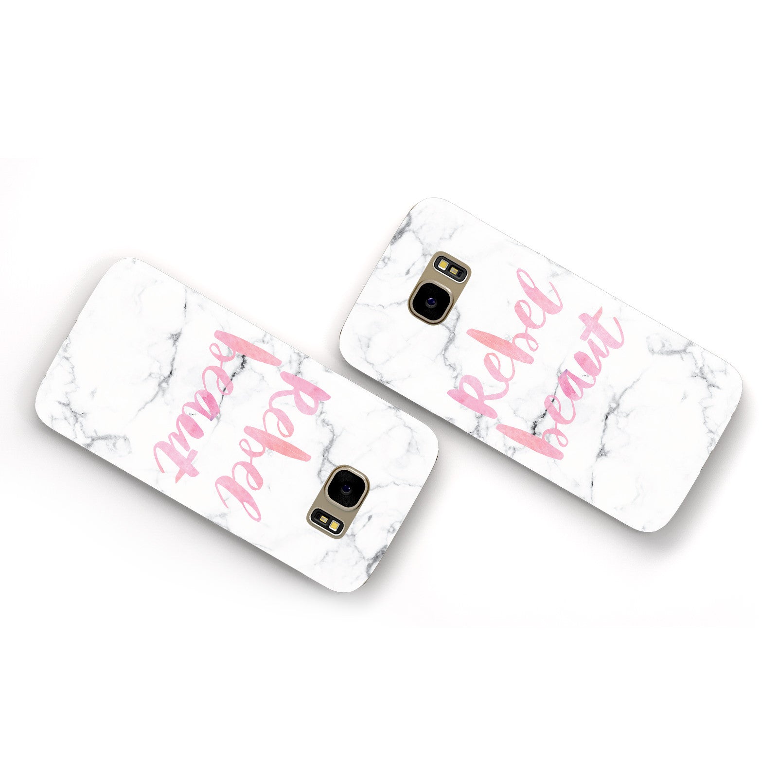 Rebel Heart Grey Marble Effect Samsung Galaxy Case Flat Overview