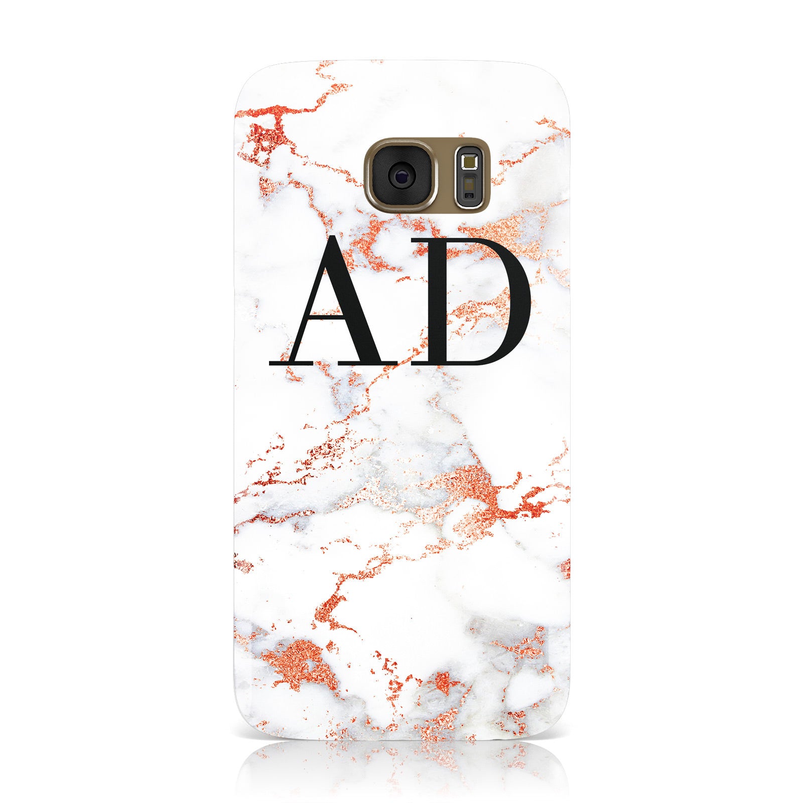 Personalised Rose Gold Marble Initials Samsung Galaxy Case