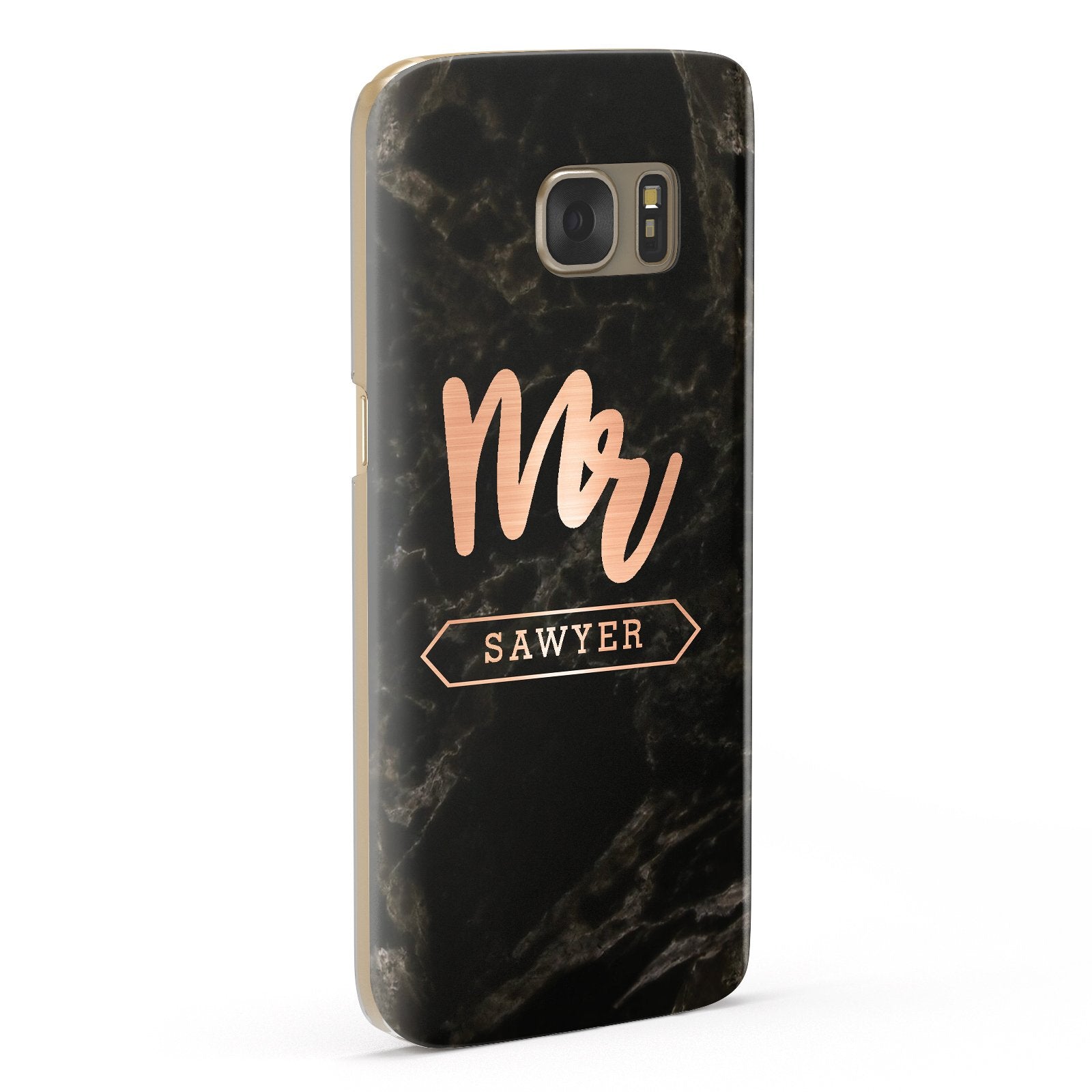 Personalised Rose Gold Mr Surname Marble Samsung Galaxy Case Fourty Five Degrees