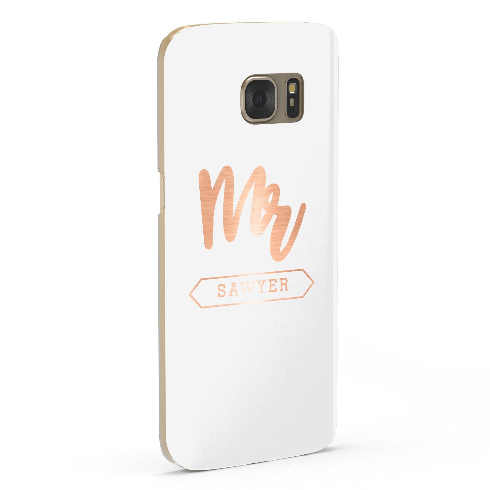 Personalised Rose Gold Mr Surname On Grey Samsung Galaxy Case Fourty Five Degrees