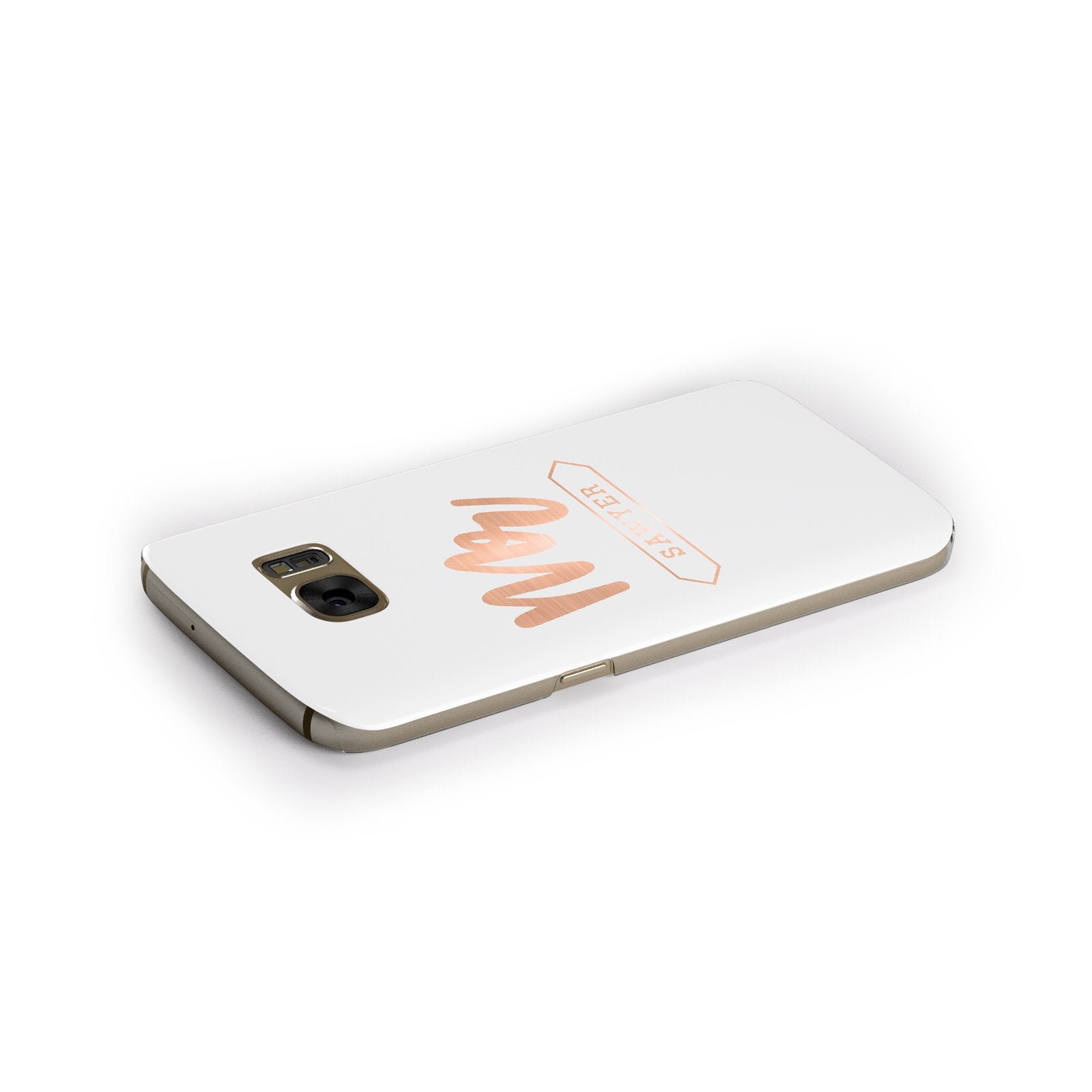 Personalised Rose Gold Mr Surname On Grey Samsung Galaxy Case Side Close Up