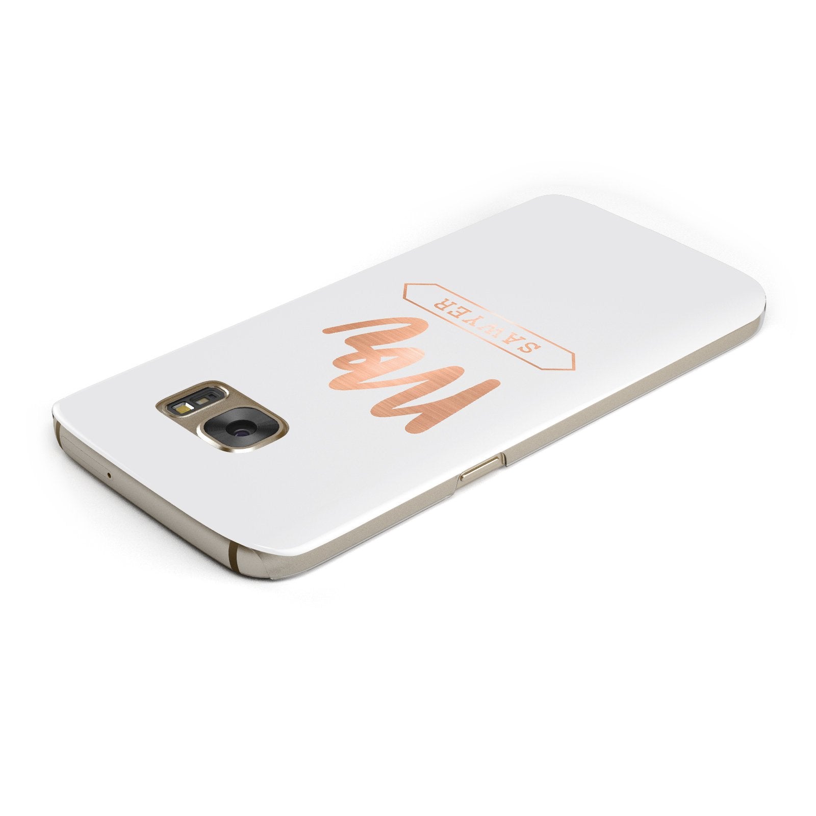 Personalised Rose Gold Mr Surname On Grey Samsung Galaxy Case Top Cutout