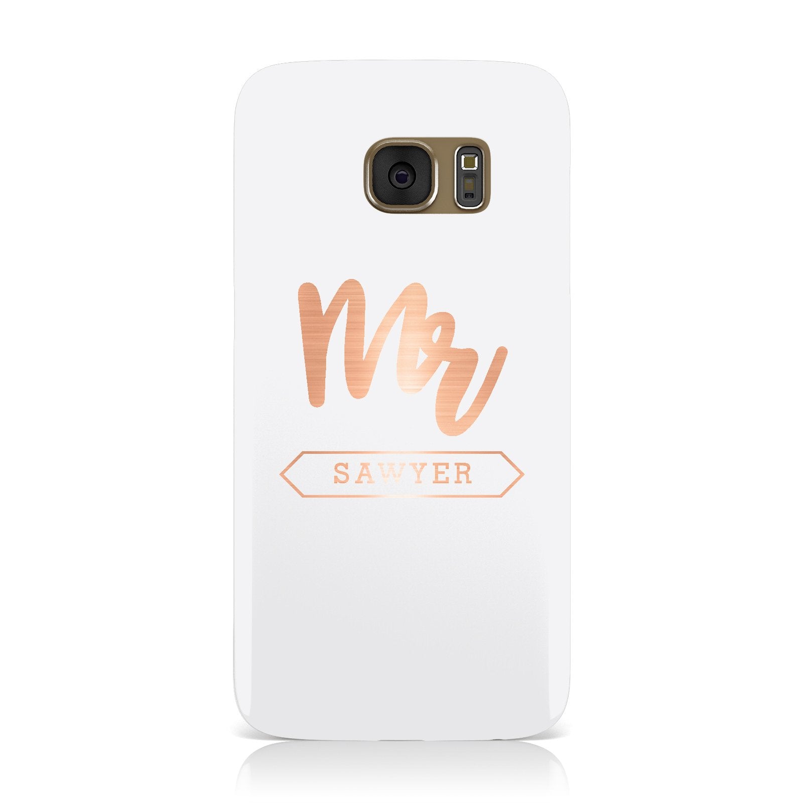 Personalised Rose Gold Mr Surname On Grey Samsung Galaxy Case