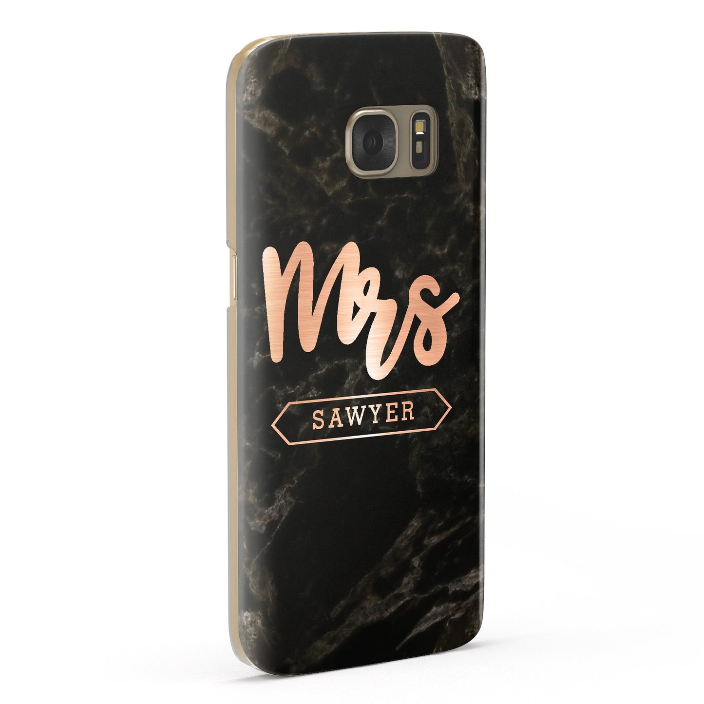 Personalised Rose Gold Mrs Surname Marble Samsung Galaxy Case Fourty Five Degrees