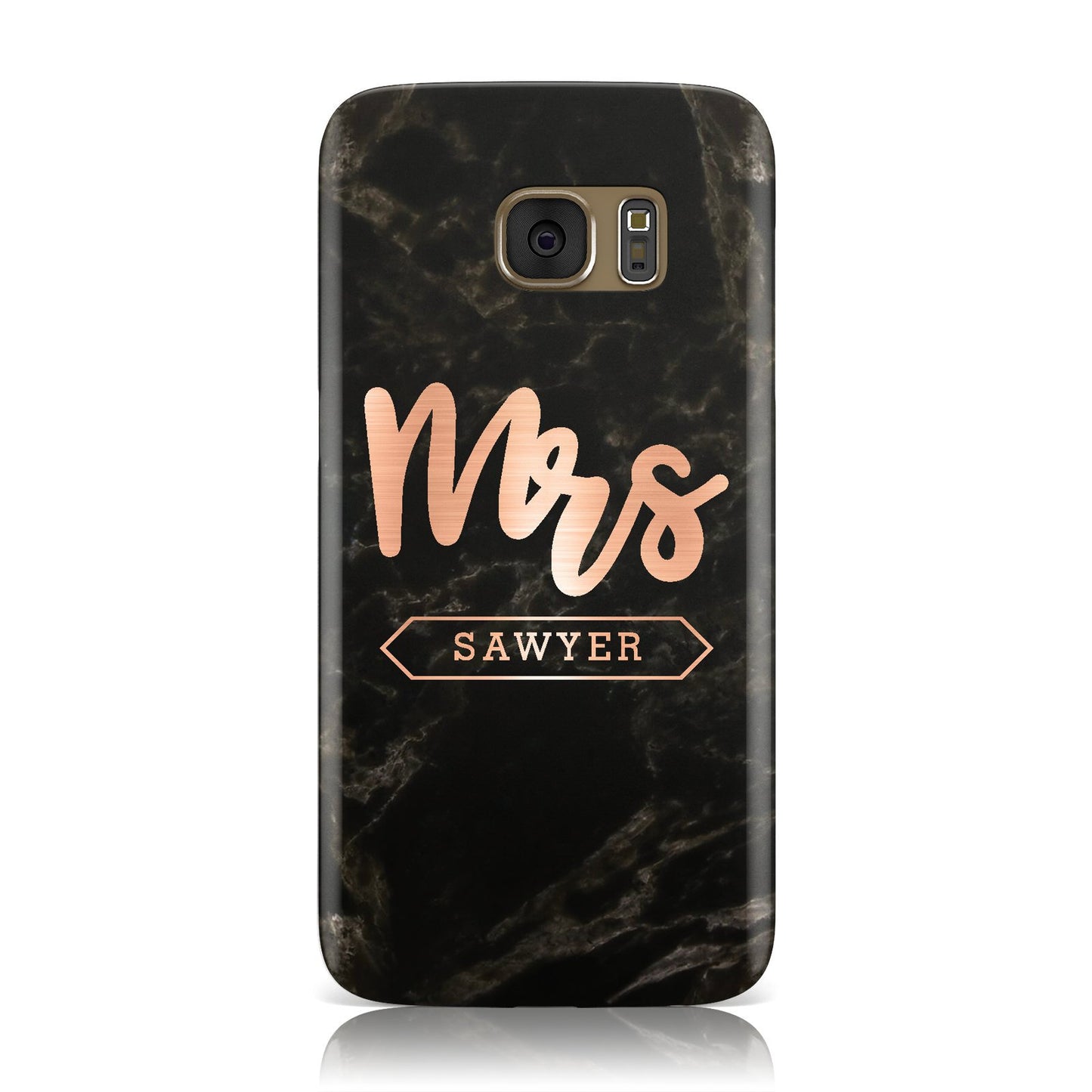 Personalised Rose Gold Mrs Surname Marble Samsung Galaxy Case