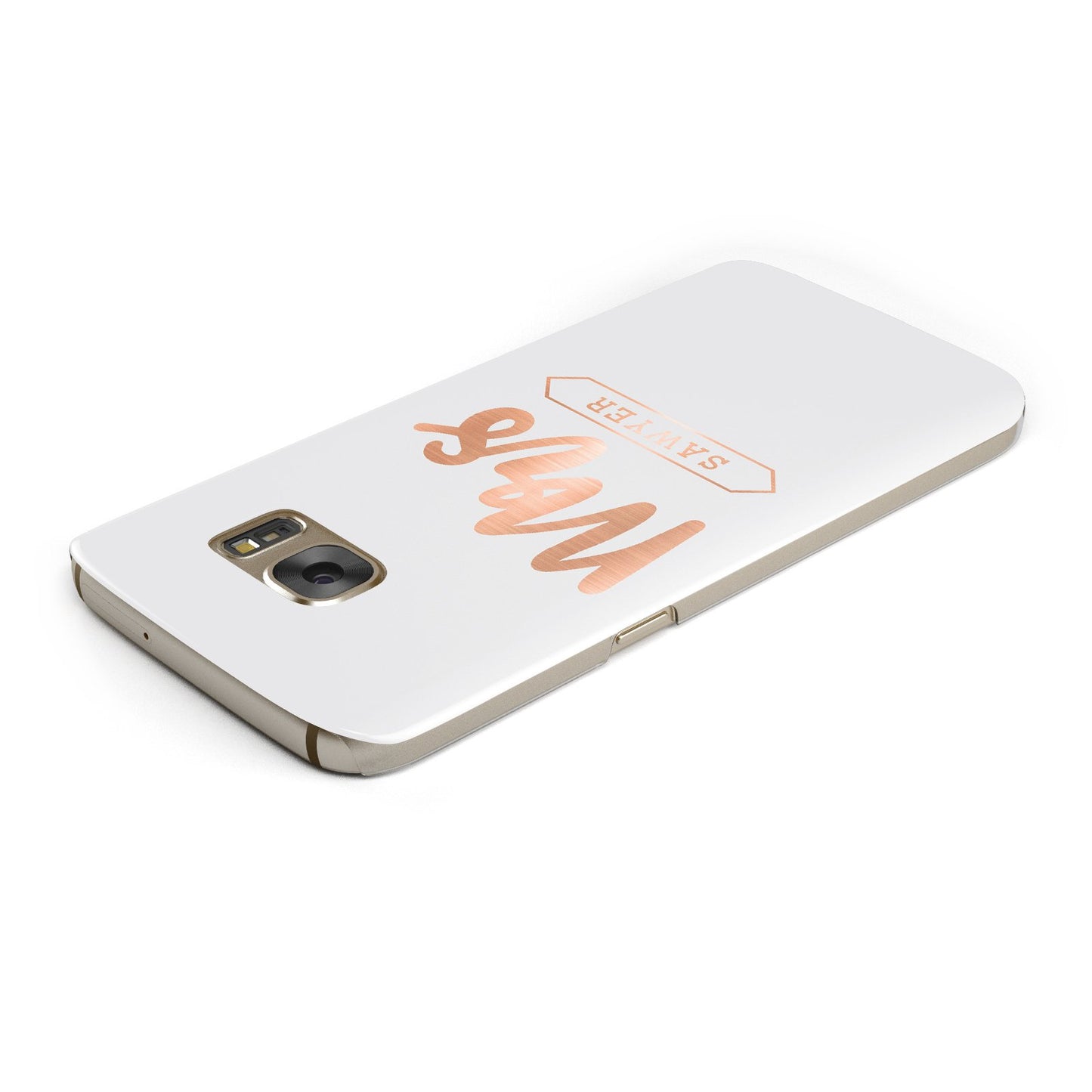Personalised Rose Gold Mrs Surname On Grey Samsung Galaxy Case Top Cutout