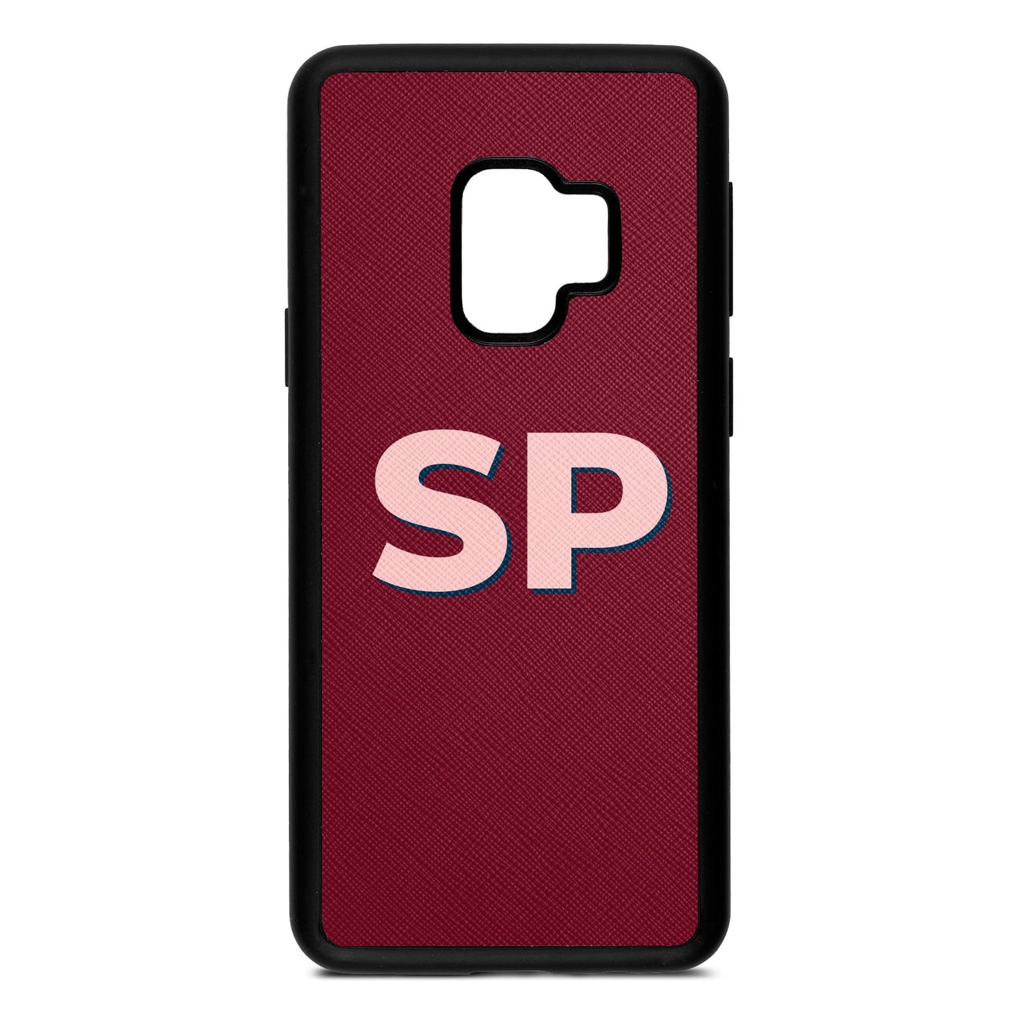Personalised Dark Red Saffiano Leather Samsung S9 Case