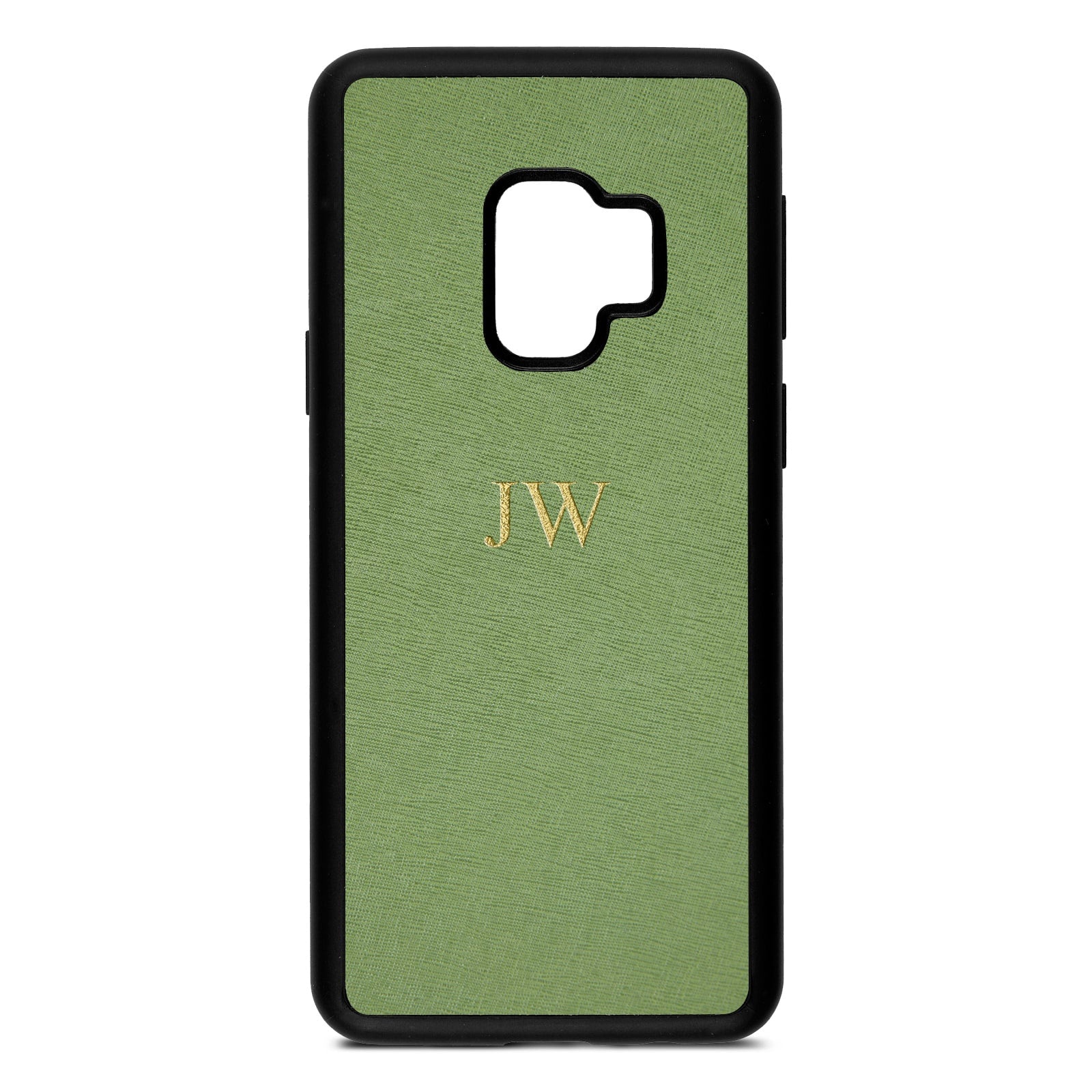 Personalised Lime Green Saffiano Leather Samsung S9 Case