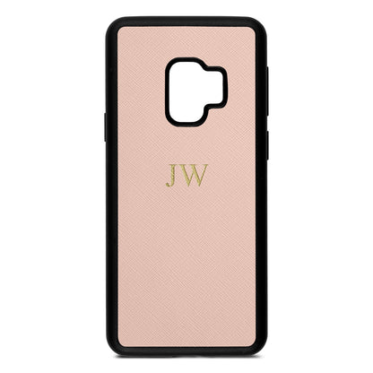 Personalised Nude Saffiano Leather Samsung S9 Case