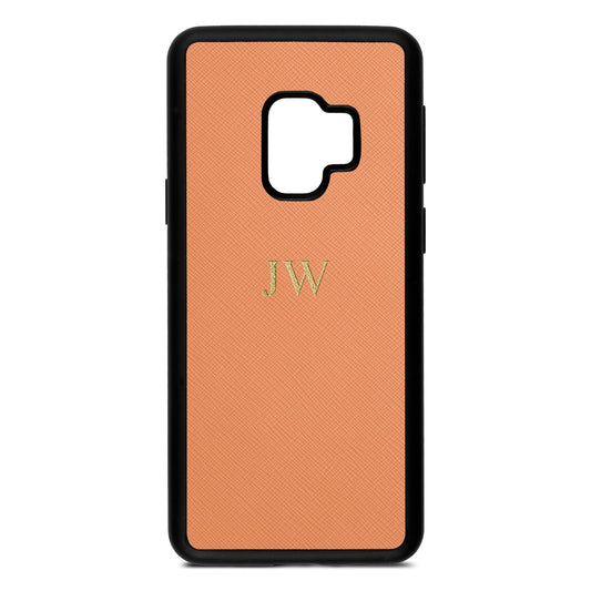 Personalised Orange Saffiano Leather Samsung S9 Case