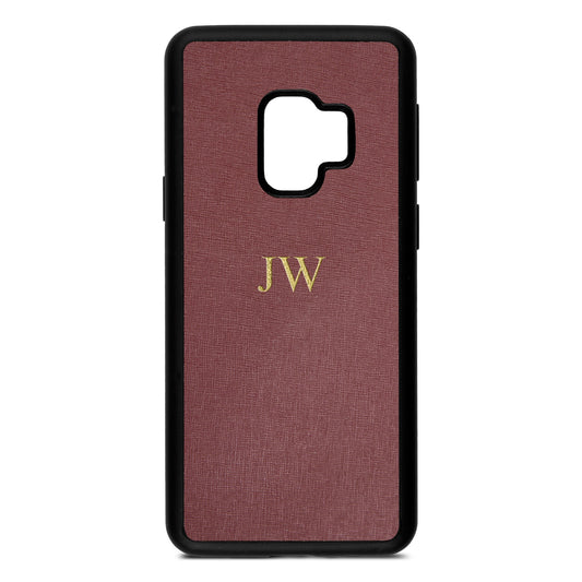 Personalised Brown Rose Saffiano Leather Samsung S9 Case