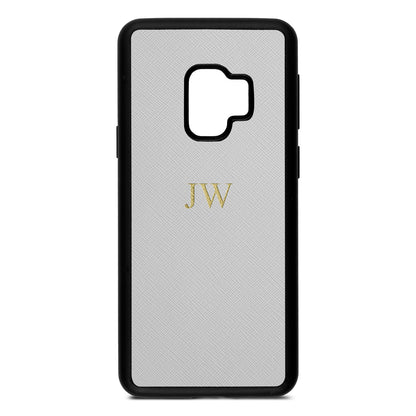 Personalised Silver Saffiano Leather Samsung S9 Case