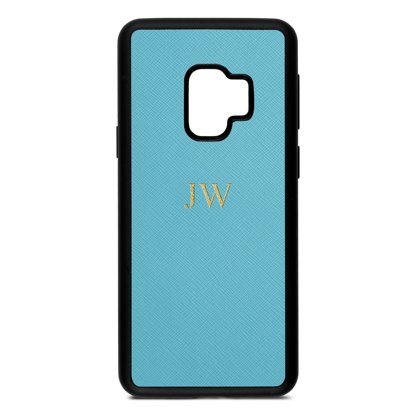 Personalised Sky Blue Saffiano Leather Samsung S9 Case